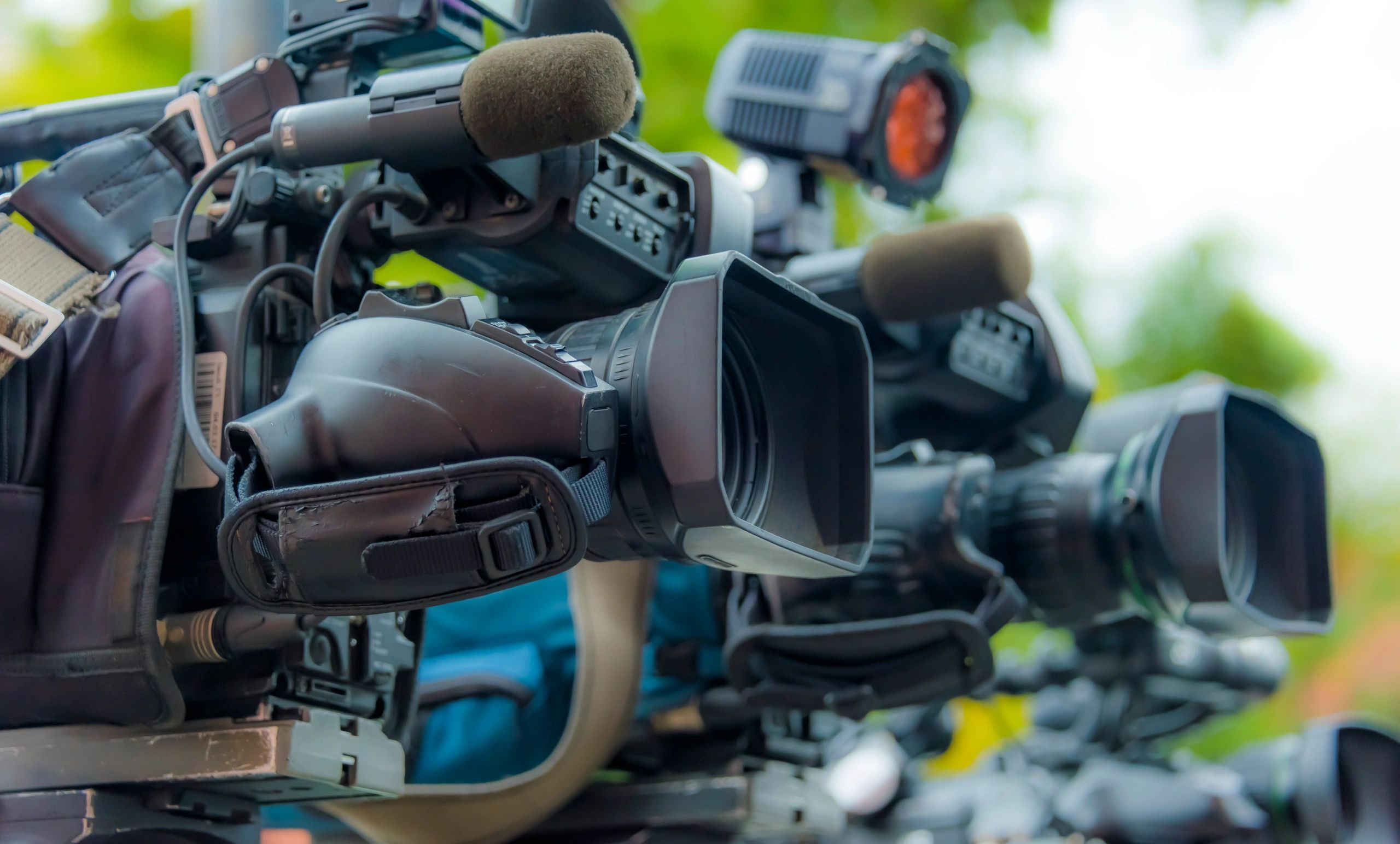 Professional tv cameras recording social event